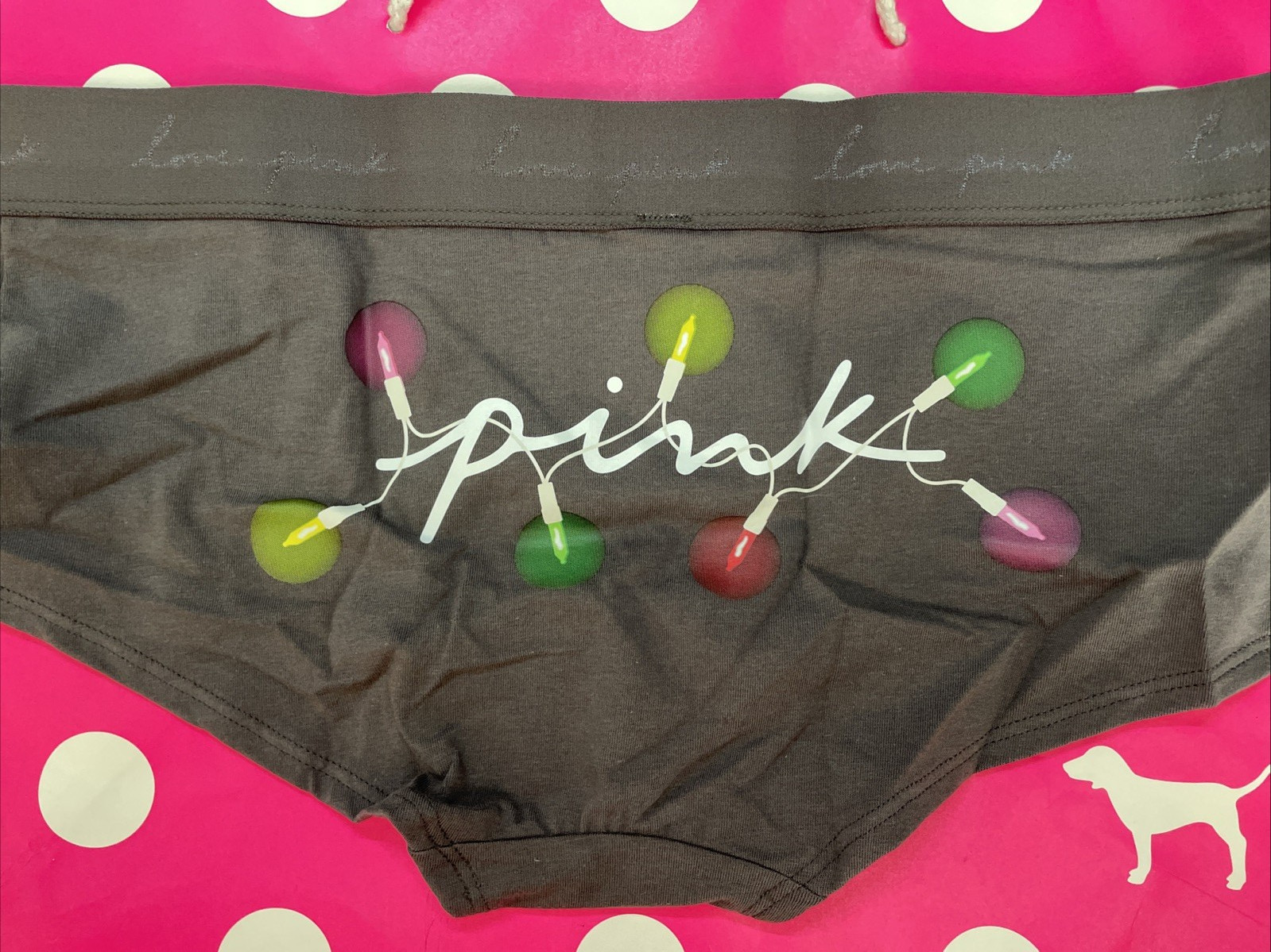 NEW 2021 Victoria’s Secret PINK Wide Band Cotton Boyshort Panties L Gray