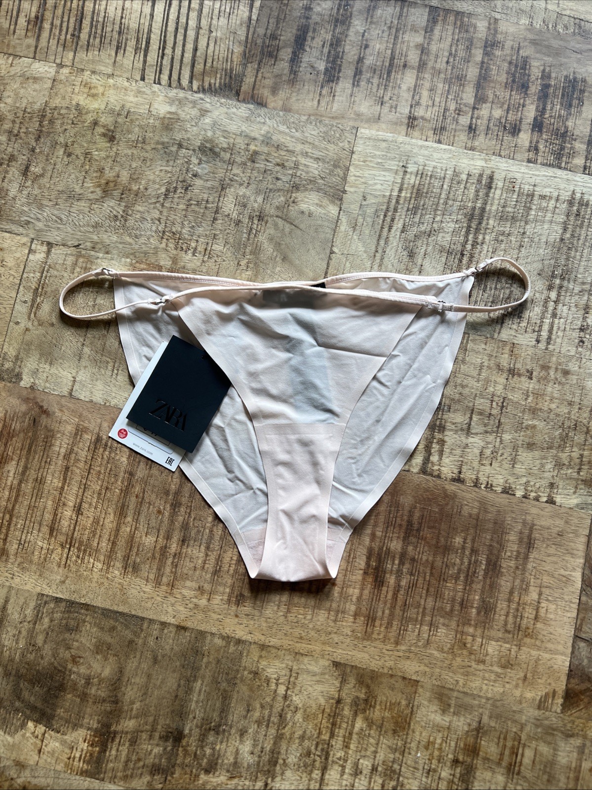 Zara Pale Pink Panty Lingerie NWTs Size Small Metal Rings