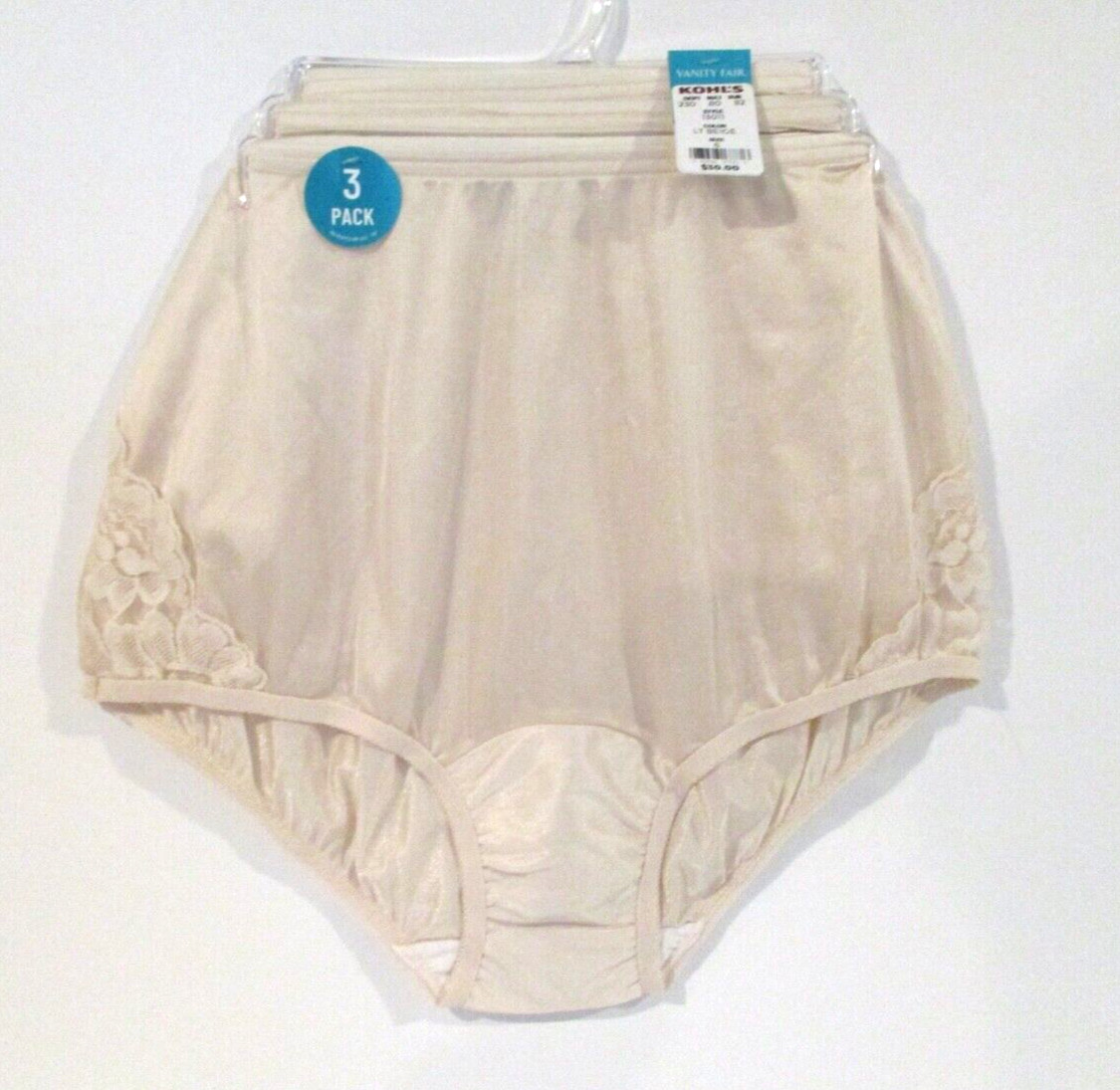 Vanity Fair brief panties 3 pair Perfectly Yours Lace Nouveau size 6/M beige