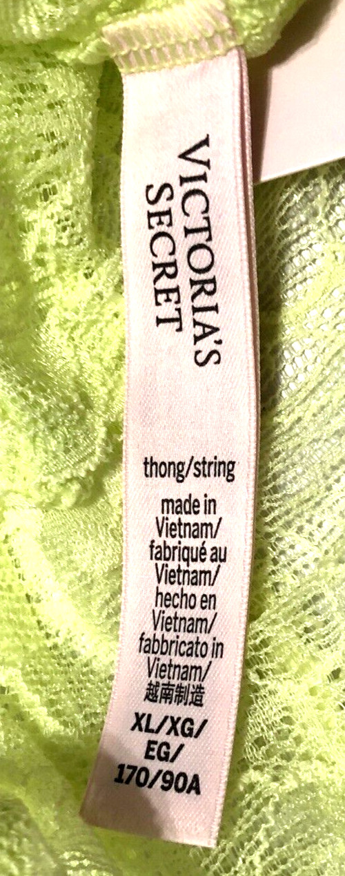 Victorias Secret NWT XL Lace Up Thong Panty Neon Green The Lacie Floral Cute