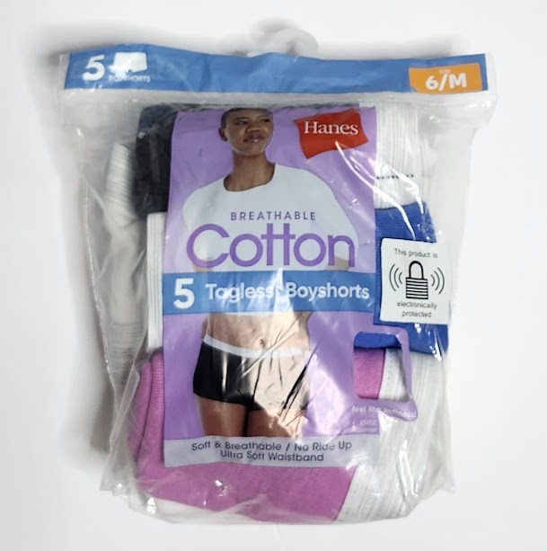 Hanes Womens Cotton Boyshorts Underwear 5 pack Breathable Multicolor Panties