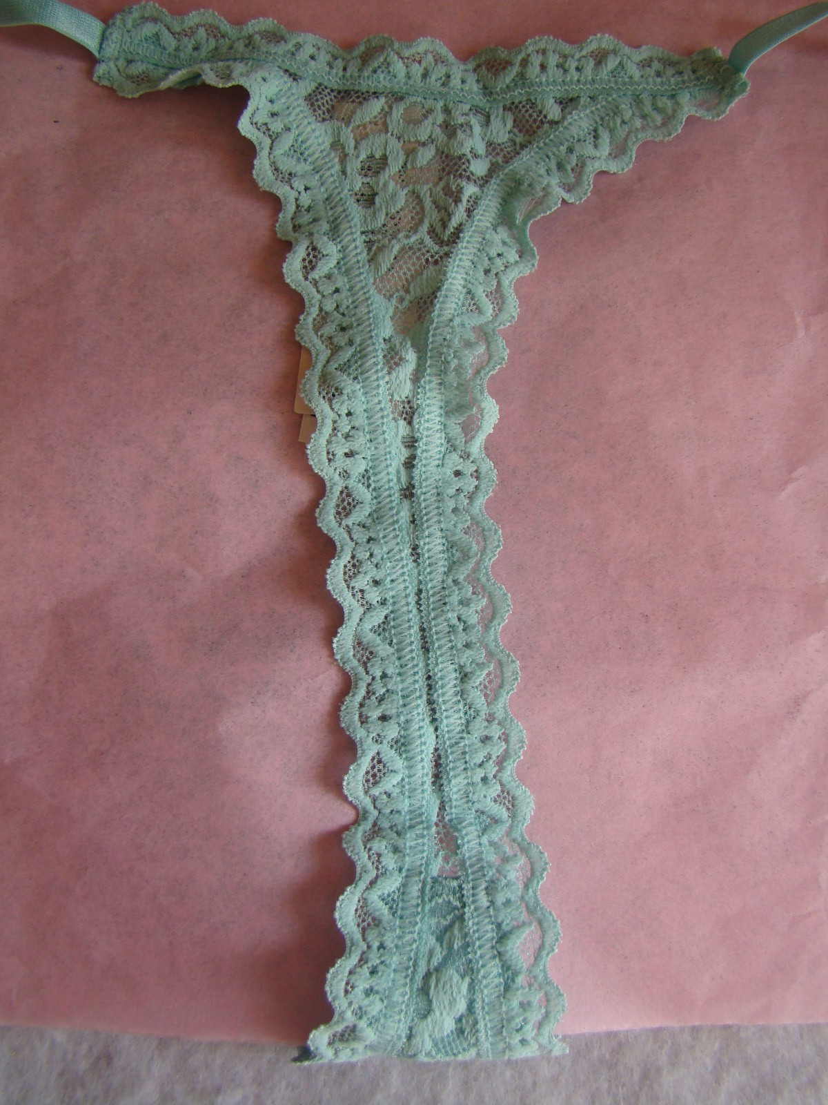 New Victoria’s Secret Mint Green Floral Lace Strappy Sides Thong String Panty