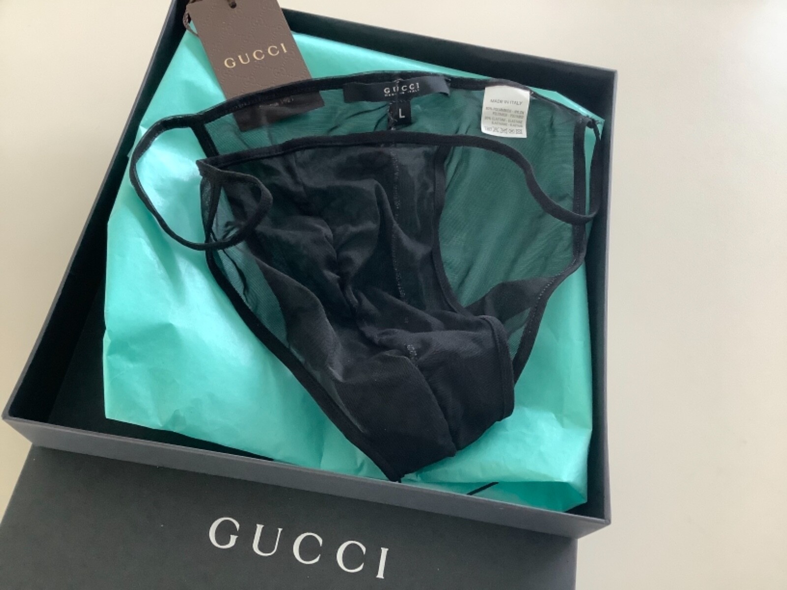 €390 GUCCI thong brief pants * Italy * GG panties * hot * black * L 42/44 New