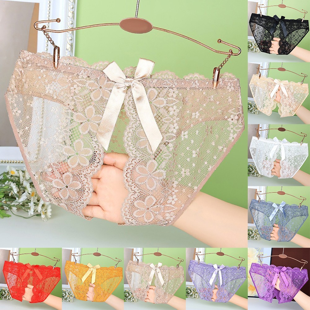 Womens Unique Bow Feature on Sexy Crotchless Panties in Various Colors