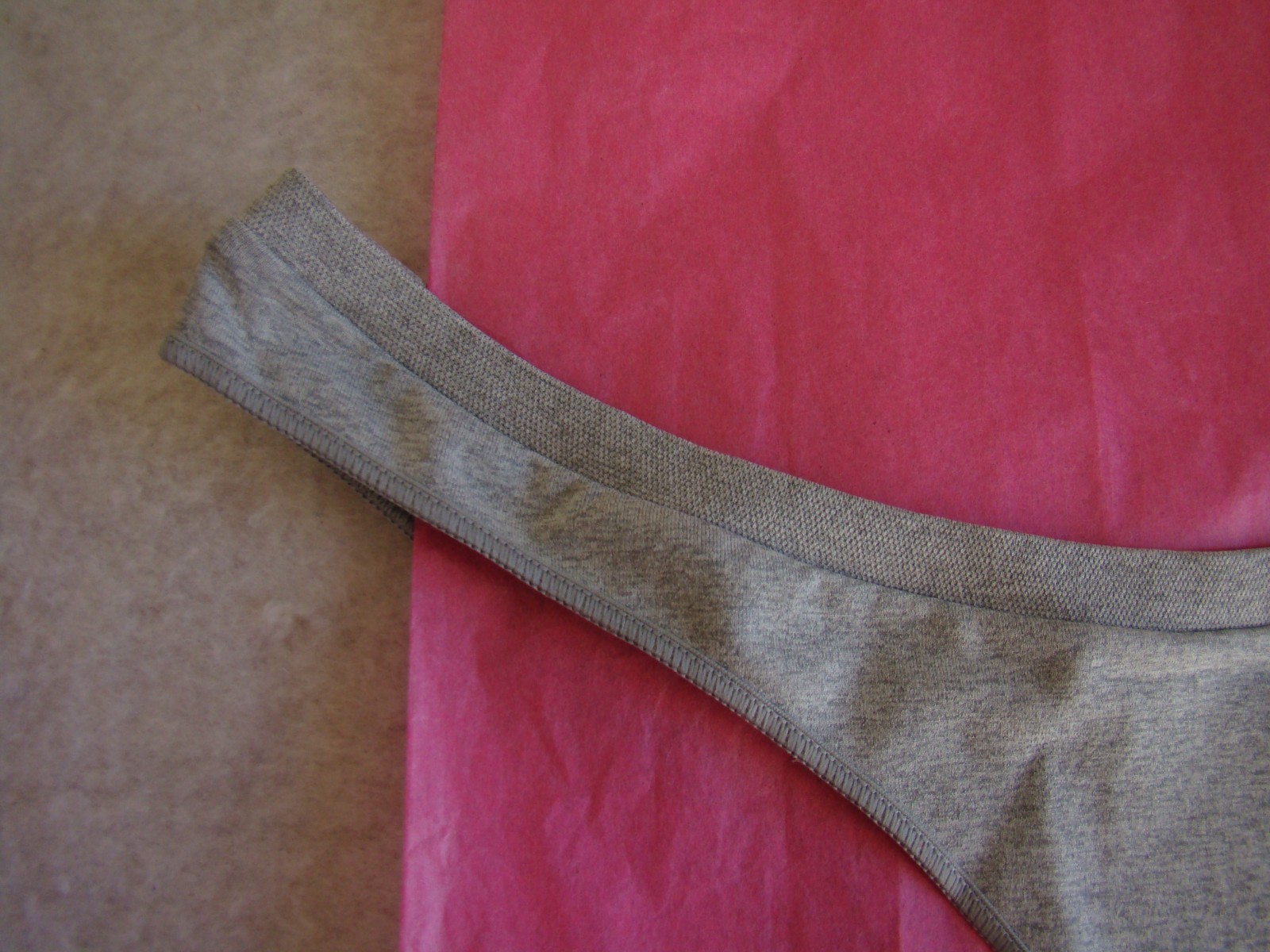 New Victoria’s Secret PINK Logo Light Gray Polyester Elastane Thong String Panty