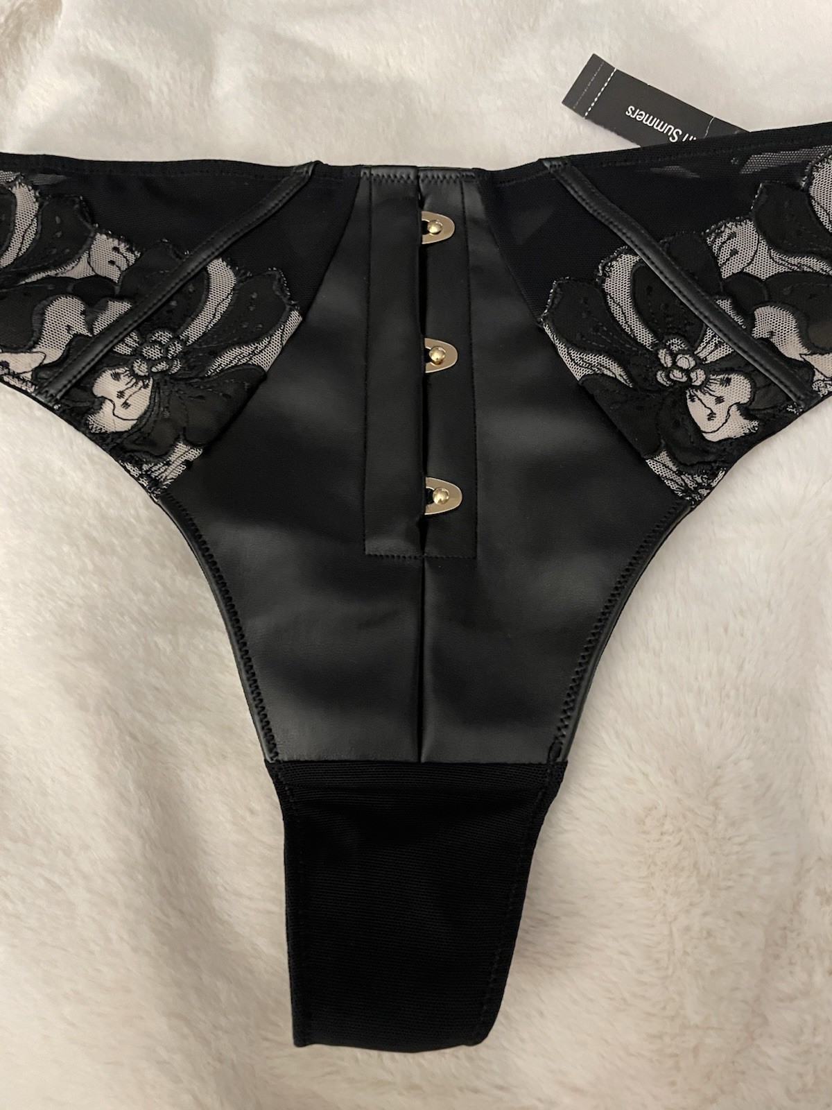ANN SUMMERS .DARK SIDE – HIGH WAIST Thong SIZE 10 – New Tags – RRP £15 -Part PU