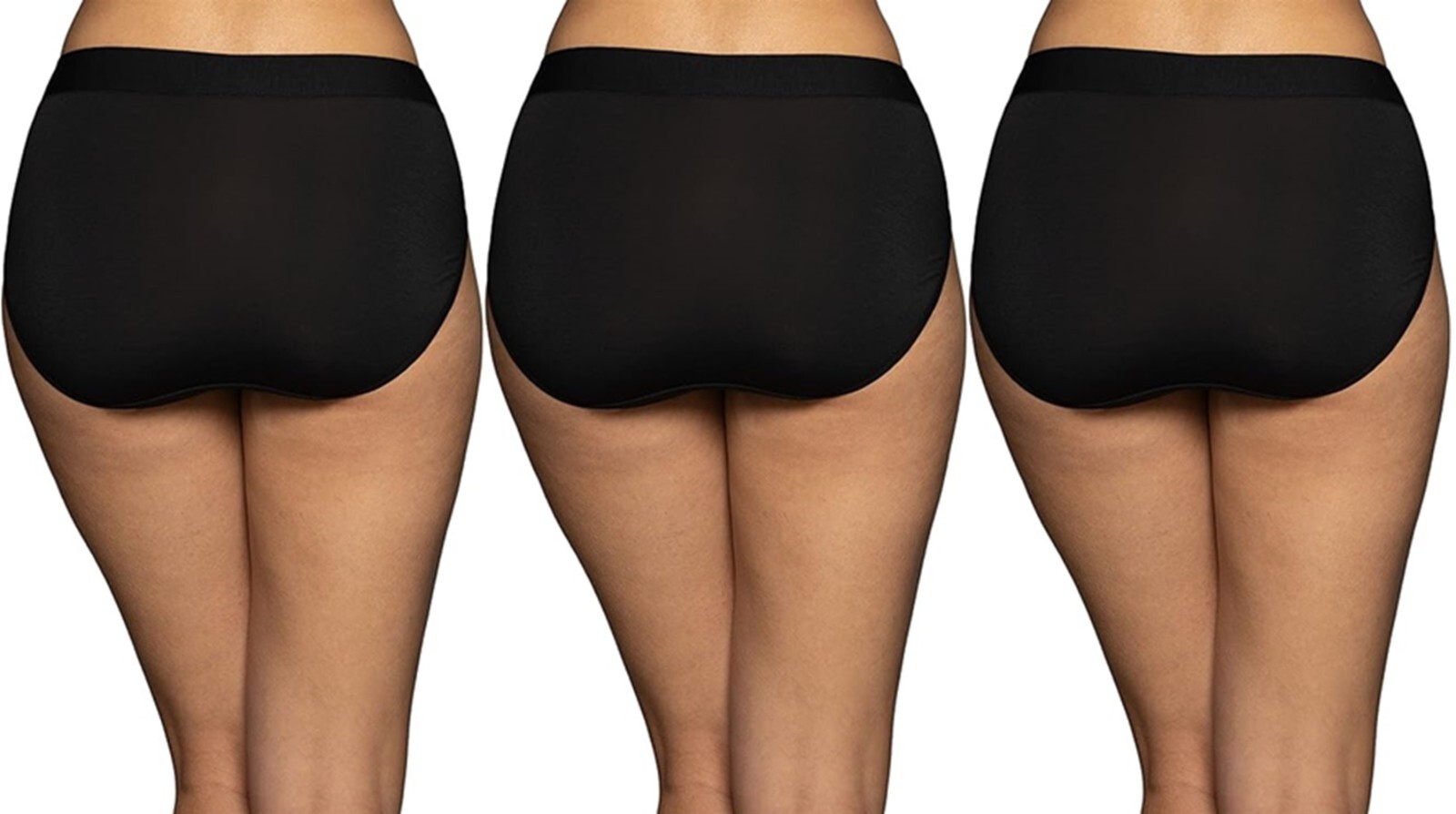 3 Pc Vanity Fair Beyond Comfort Hi-Cut Brief Modal 13250 Wht Blk Neutral 6 7 8 9