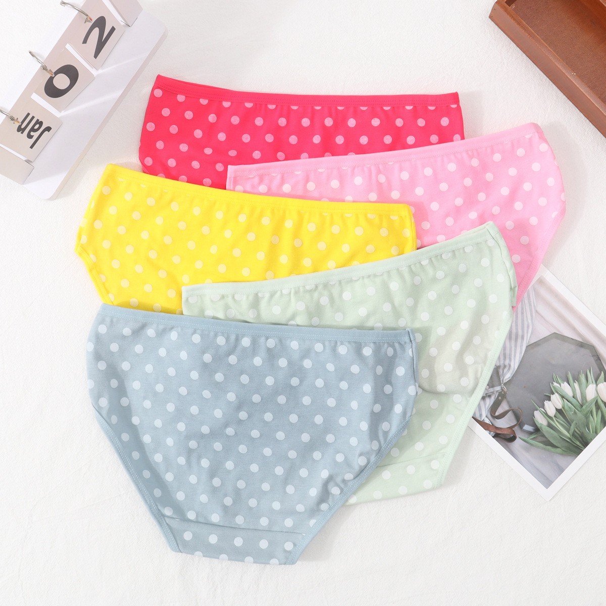 Women Cotton Breathable Panties Underwear Mid Waist Seamless Briefs