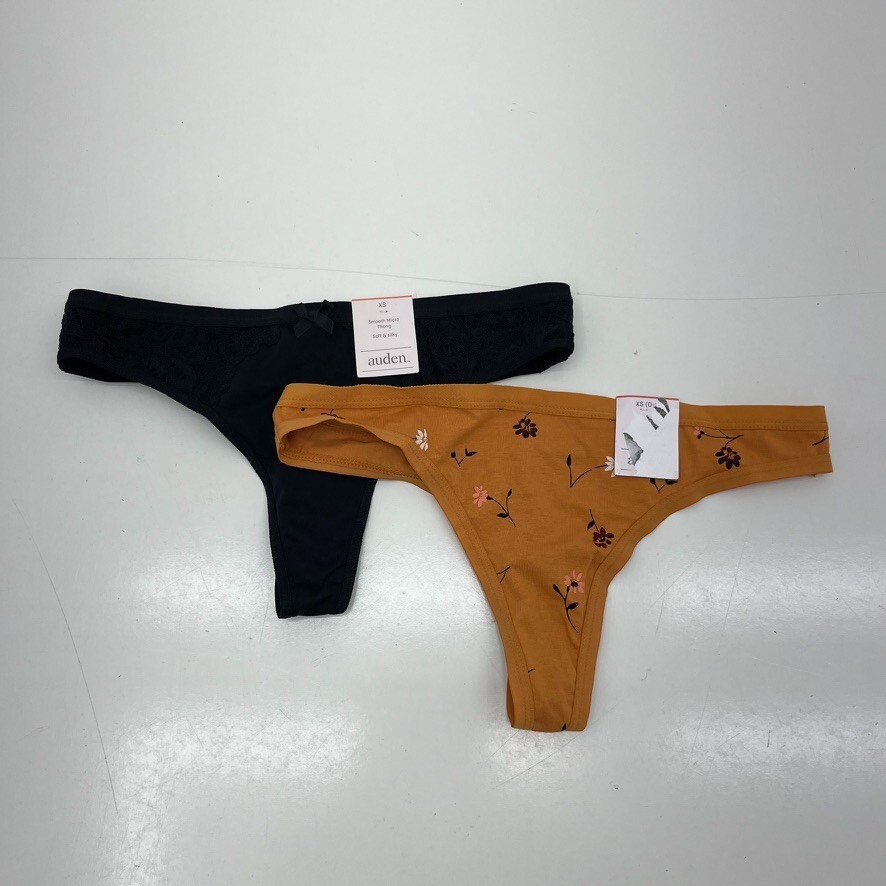Auden 2 Pack Black & Orange Thong Women’s Size X-Small (0-2) NEW