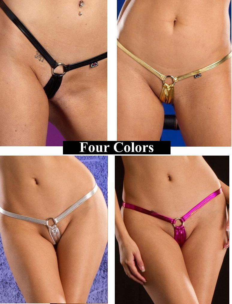 Sexy Metallic G-String Panties W/Ring-Choice of NINE Colors-One Size-BEST SELLER