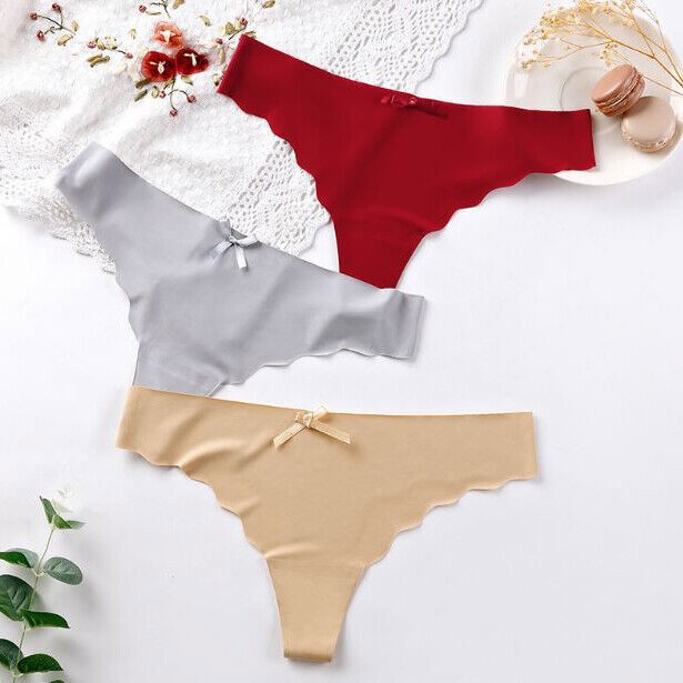6 Packs Lot Women Sexy Panties Ice Silky Bikini G-String Thongs Briefs Underwear