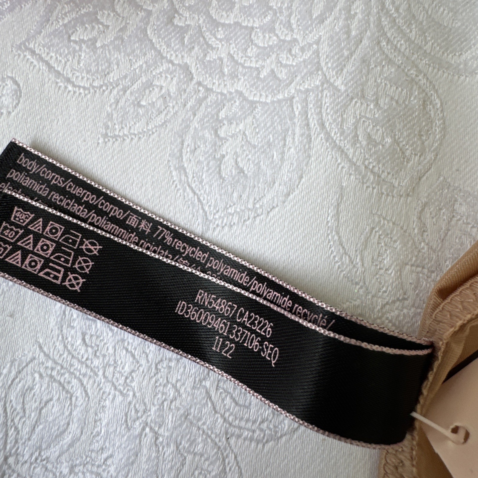 VICTORIA’S SECRET M SILKY GOLD NUDE STRAPPY CUT OUT BACK CHARM THONG PANTIES NWT