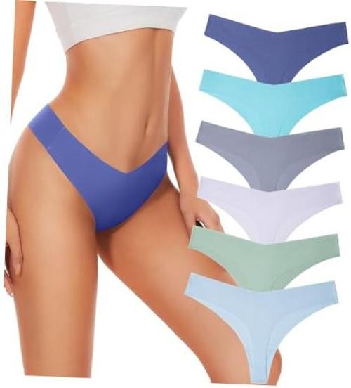 Seamless Thongs For Women V-waisted No Show XX-Large Multicolored-b1-6pack