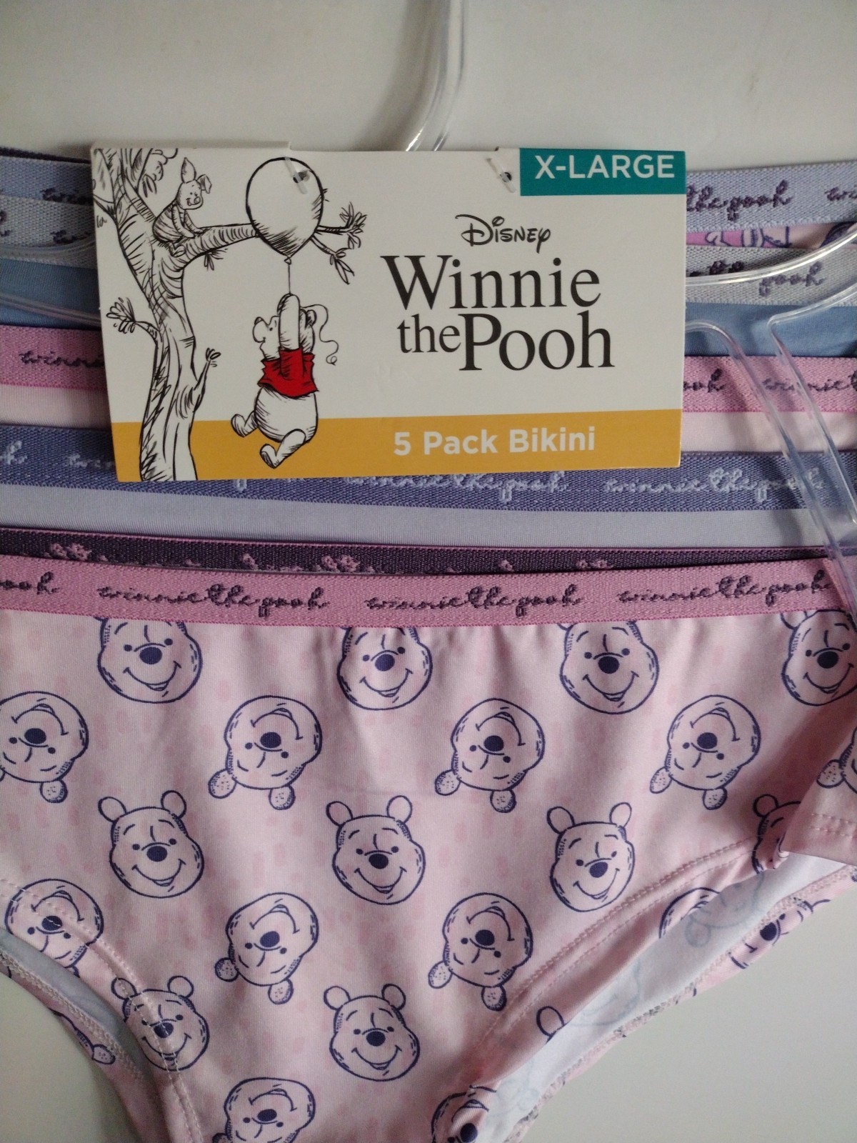 DISNEY XL JUNIOR Vintage Winnie The Pooh Adult Cotton 5 Bikini Panties NWT
