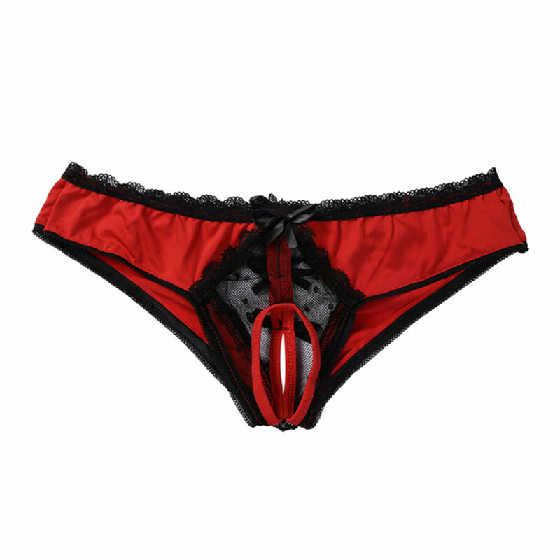 Women Lace Panties Crotchless Underwear Thongs Lingerie G-string Floral Briefs