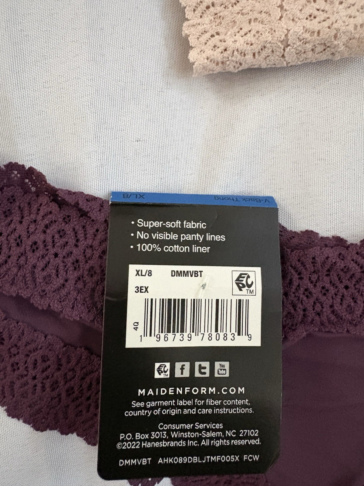 NEW Maidenform DMMVBT V Back Thong 2 Pair XLarge 8 Women’s Thong Multicolor