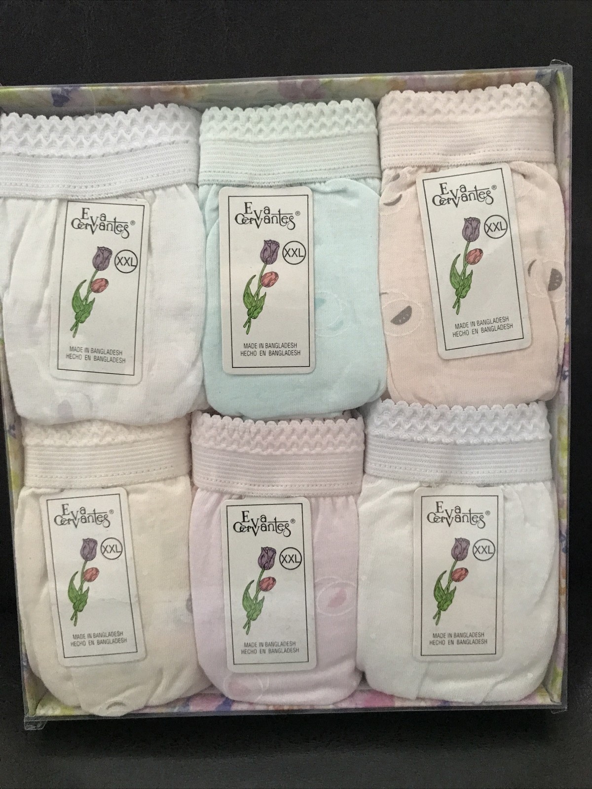 6 Pack Women Eva Cervantes 100% Cotton Briefs Size XXL, Assorted Colors ,new