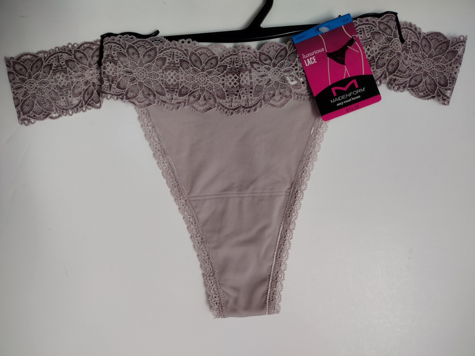 MAIDENFORM~XL ~DMESLT~ROSE Beige Sexy Must Haves Lace Thong NEW WITH TAGS