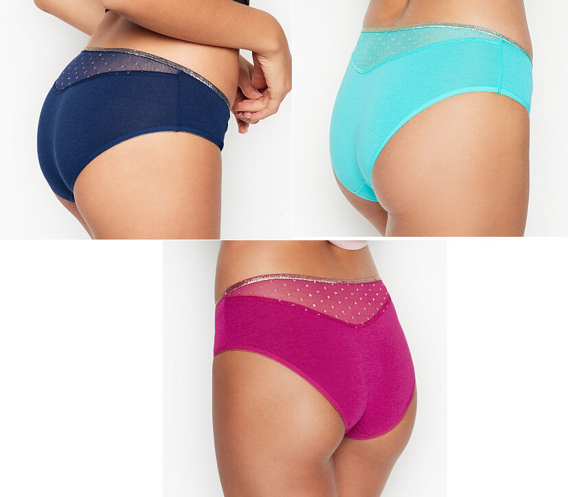1 Pair ~ Victoria’s Secret Dot Mesh Hiphugger Panty sz XL ~ You Pick Color