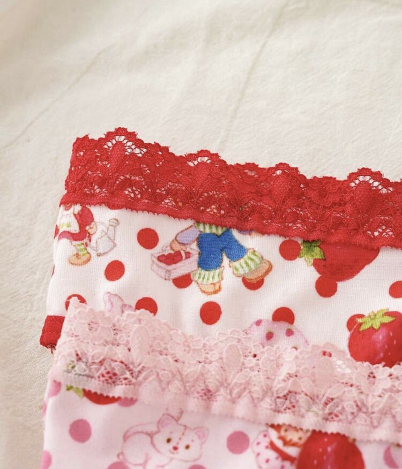 Women’s Teens Strawberry Shortcake Red Pink Kawaii Thong Panties 2pk Large