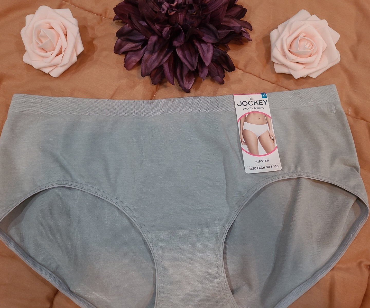 9/XXL JOCKEY Smooth & Shine Seamfree Stretch Gray Hipster 2187 nwt