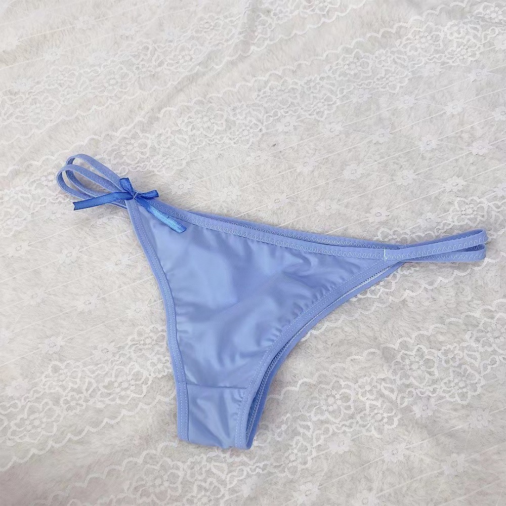 UK Girl Sexy Cute Ice Silk Thong Low Waist Cotton Lace Ladies T-shaped Pan Comfy