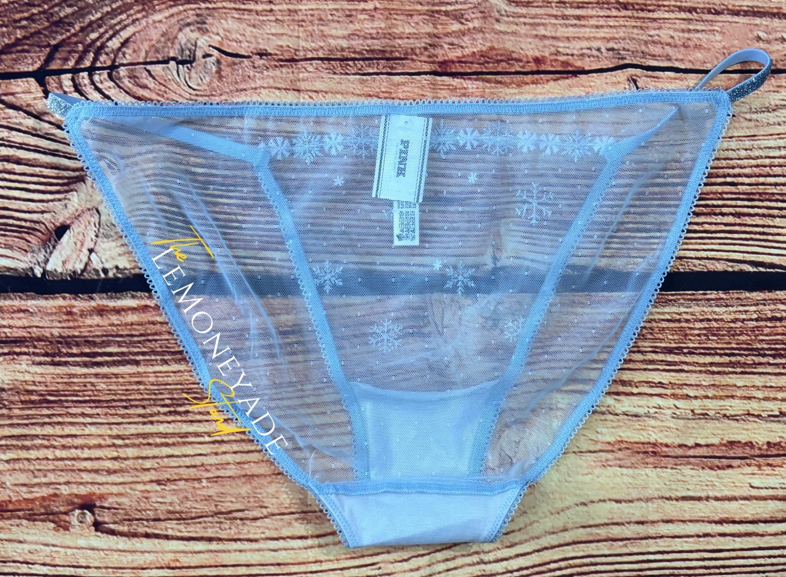 Victoria’s Secret PINK Wink Ice Princess Snowflake Glitter Mesh String Bikini L