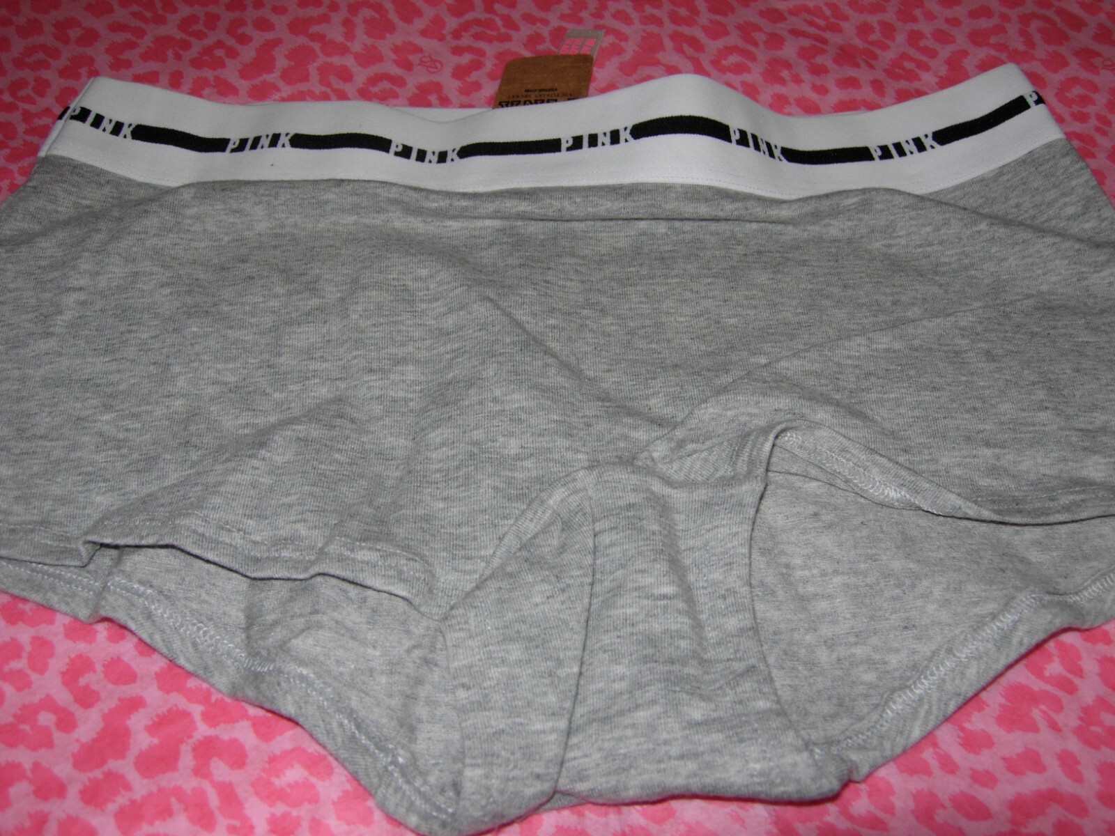 Victoria’s Secret PINK Intimates Shortie BoyShort Logo Heather Charcoal NWT