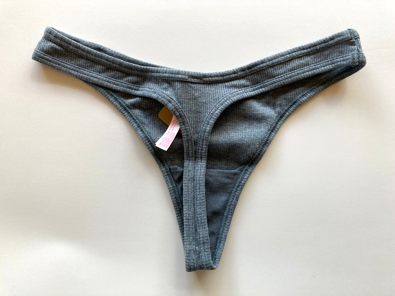 Victoria’s Secret PINK – M Cotton Thong Panty – Steel Grey Gray – Ribbed Medium