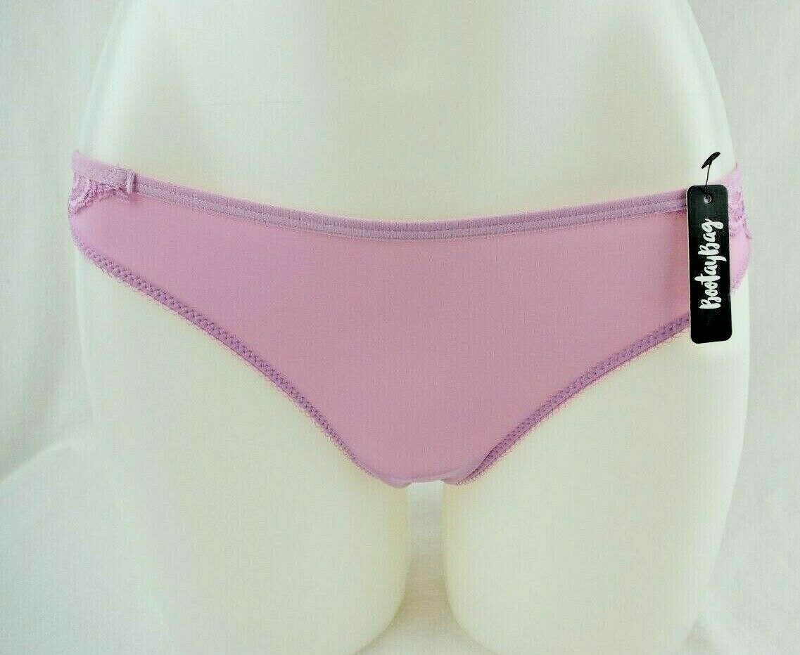 BootayBag Lilac Floral Lace Back Nylon Blend Bikini Panties Women’s Sz Small NWT