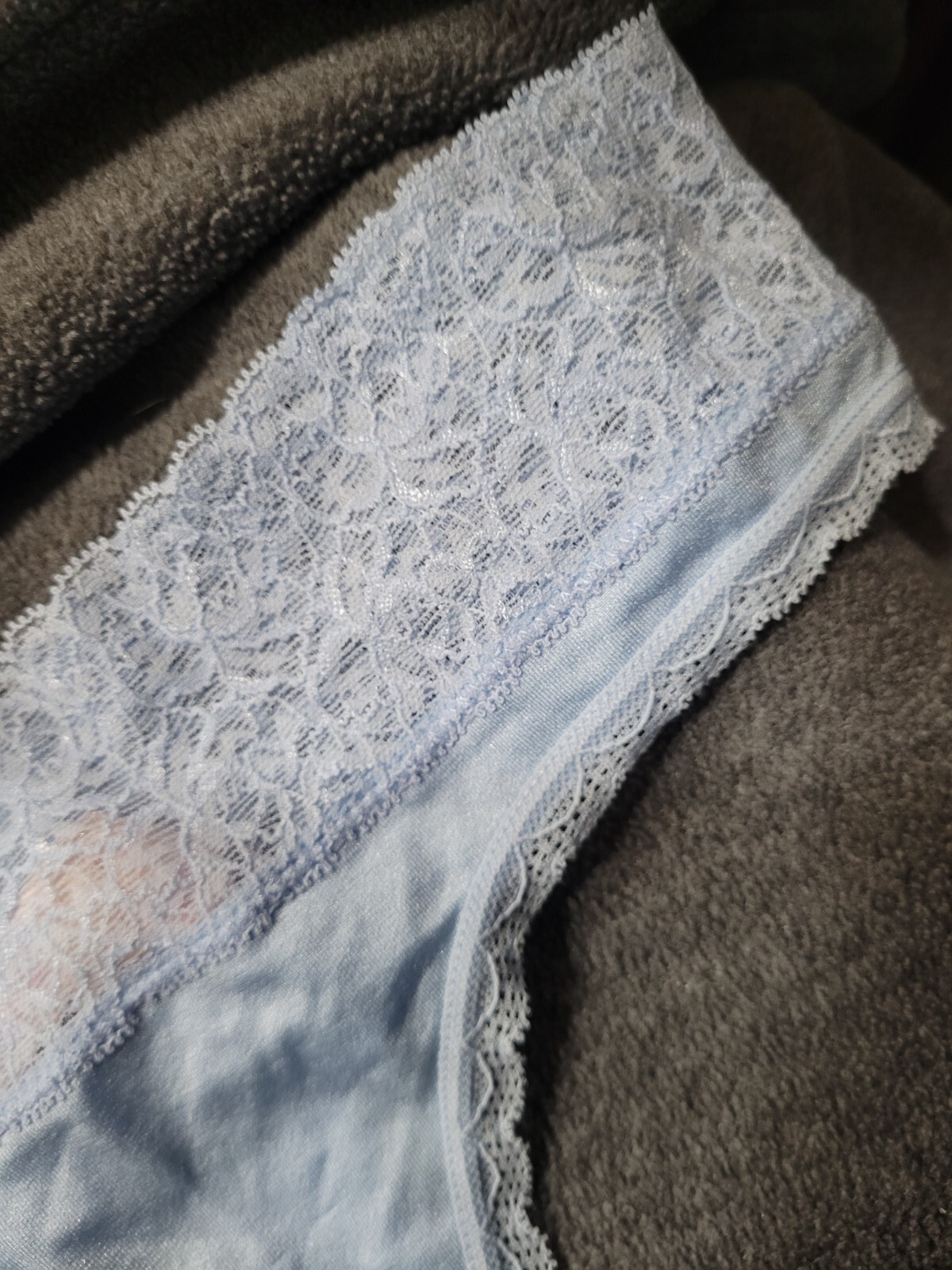NWT Victoria’s Secret Vtg Powder Blue Smooth Thong S Panties Lace So Soft RARE