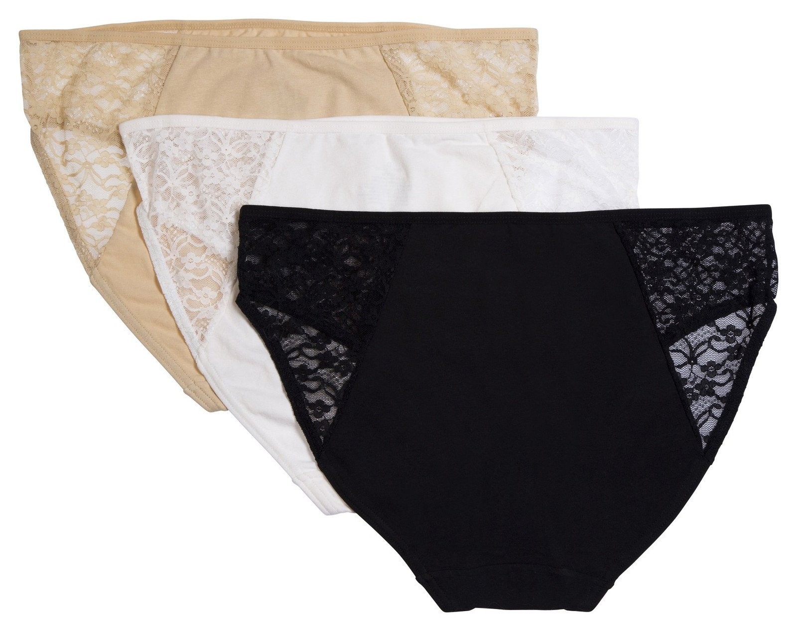 Donna L’oren Women’s Hi-cut Briefs Floral Lace Detail Panties 3-Pack S-XL