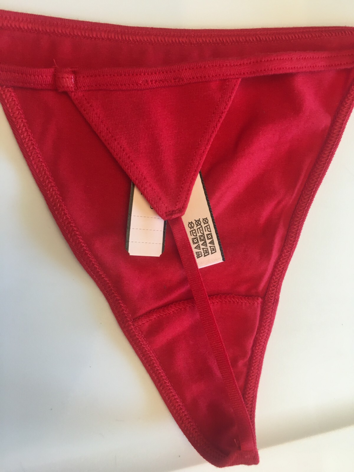 Victorias Secret Lipstick Red V-String Thong Panties Size M Sexy Cotton Modal