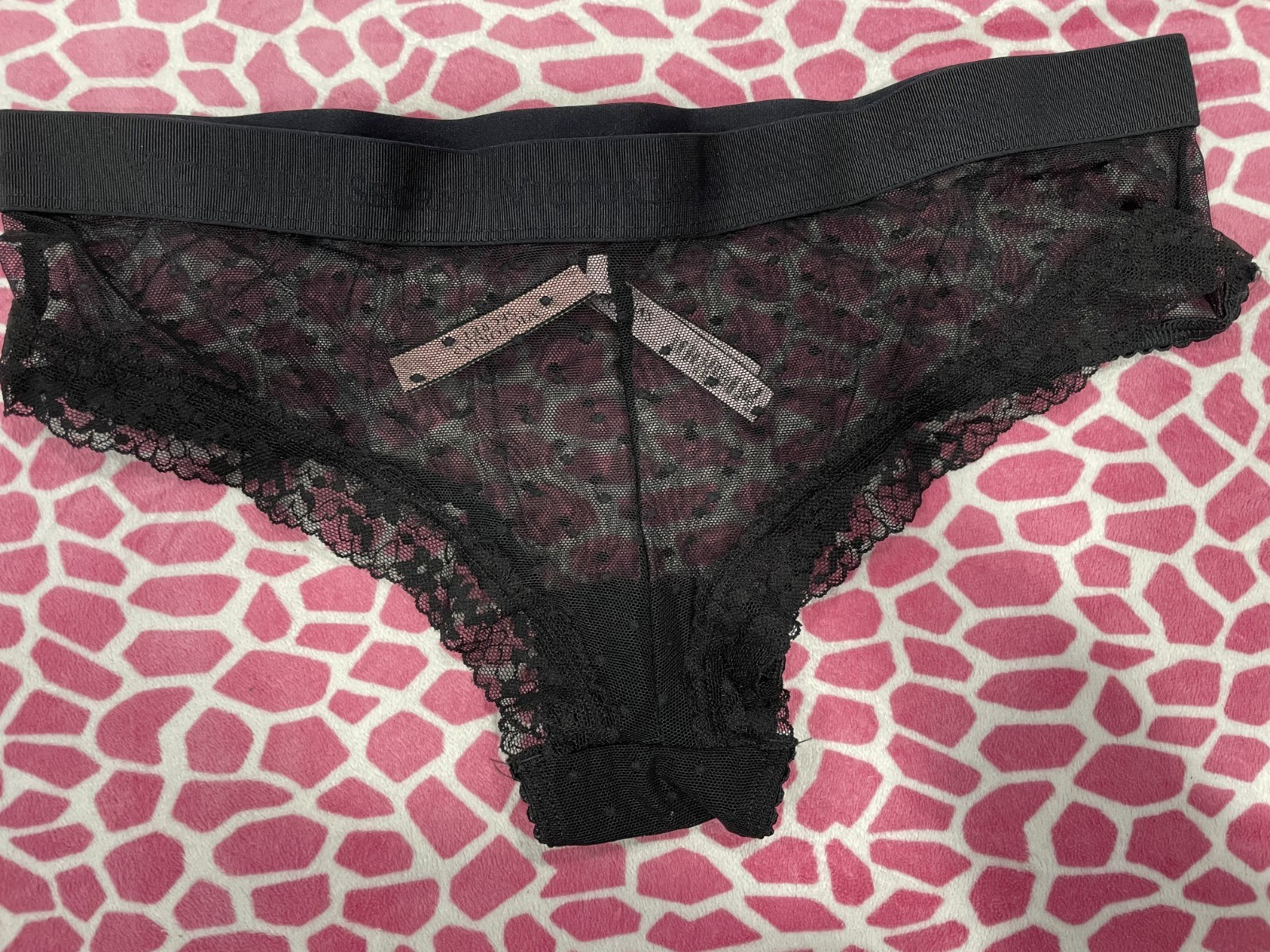 Victoria’s Secret polka dot cheeky cheeky panty black NWT XL