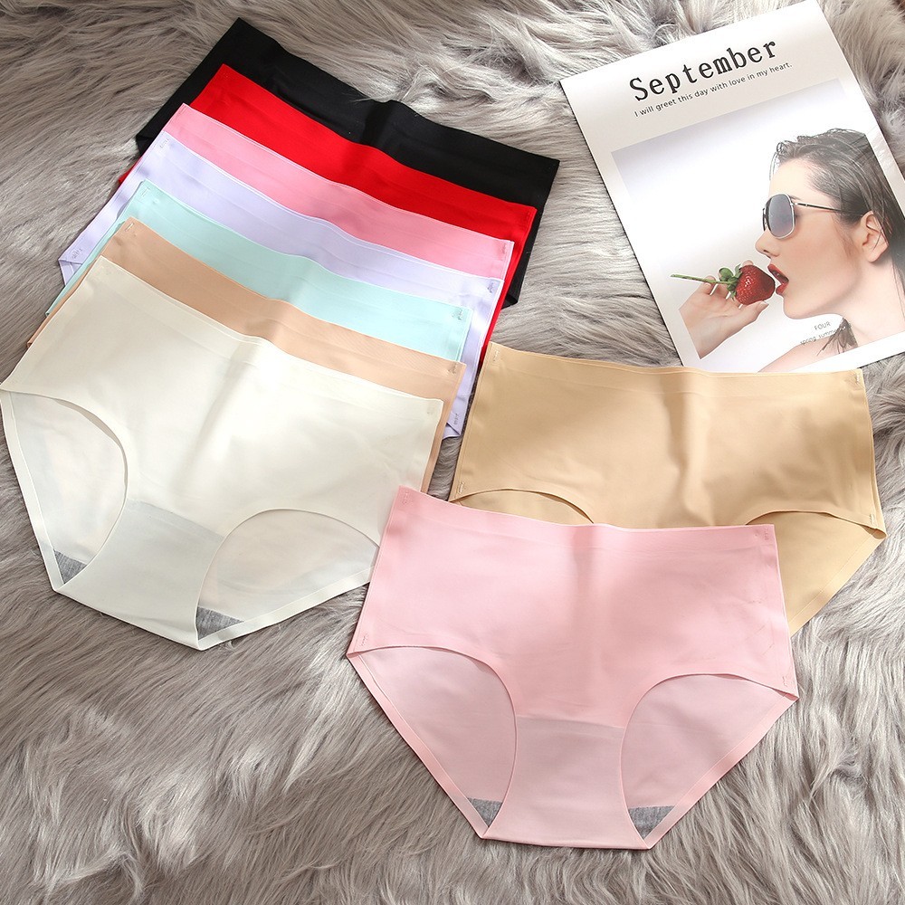 3 Pack Plus Size Ice Silk Seamless Bikini Panties – Solid Breathable Underwear