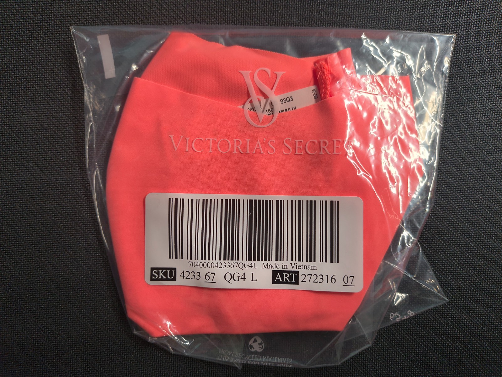 Victoria’s Secret No-Show Thong Panty Size L Neon Coral Pink NWT Rare Color
