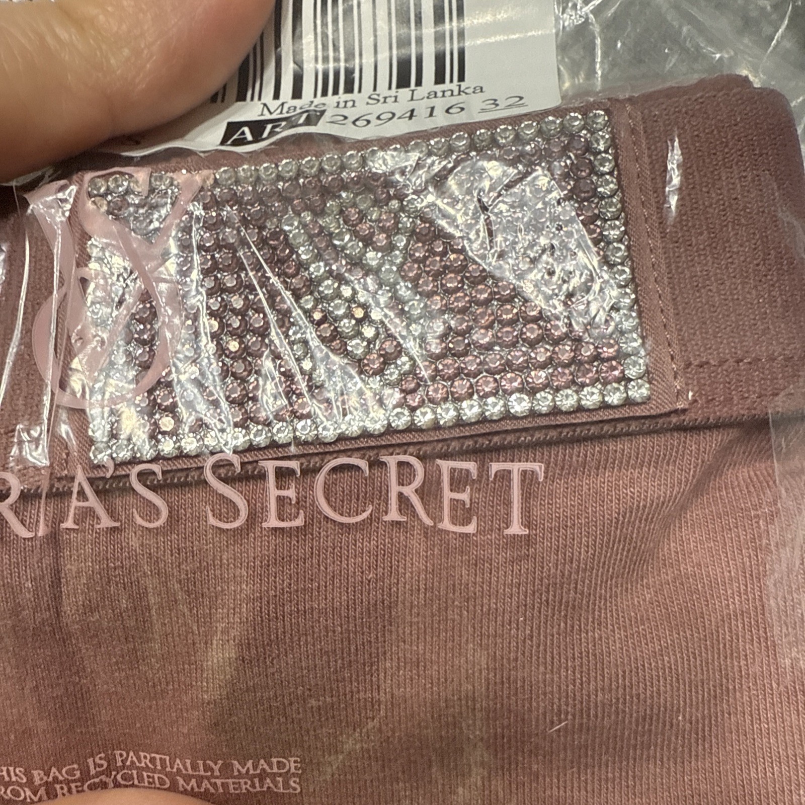 VS Logo Cotton hiphugger Panty Shine Patch S Vintage Rose Pink Victoria’s Secret
