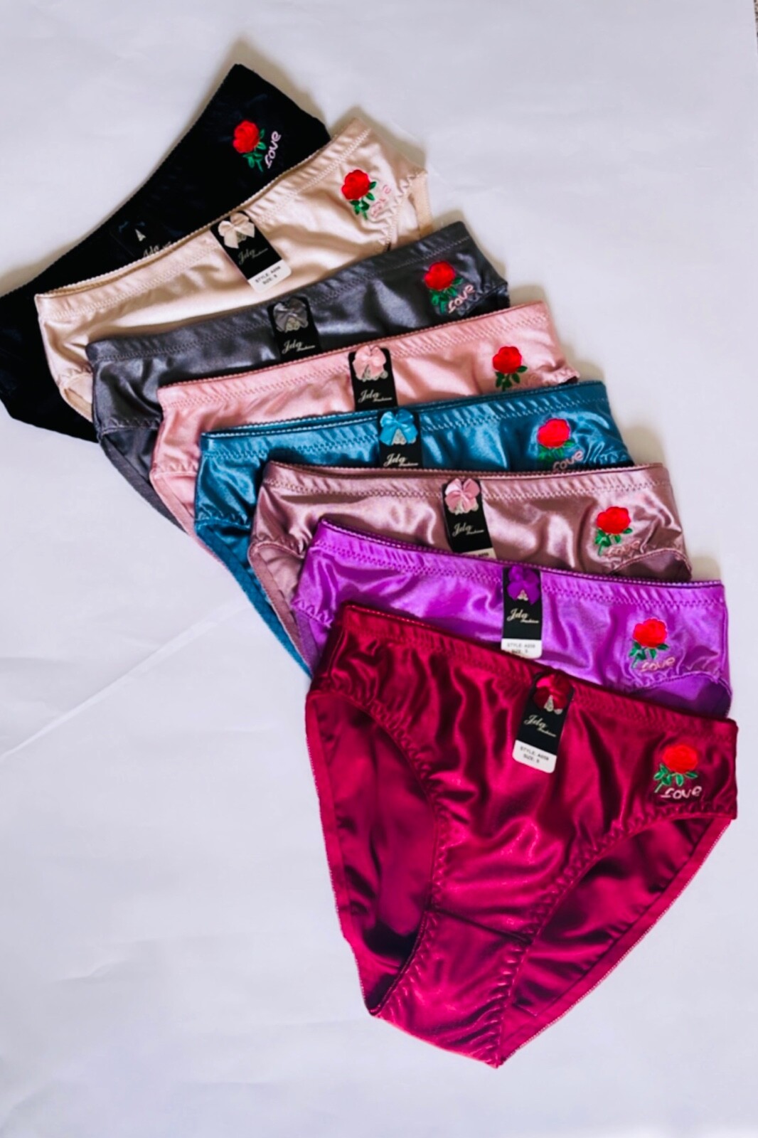 LOT 3/6/12 PACK Women’s Plain Bikini Rose Love SATIN Panty Underwear S-XL A059