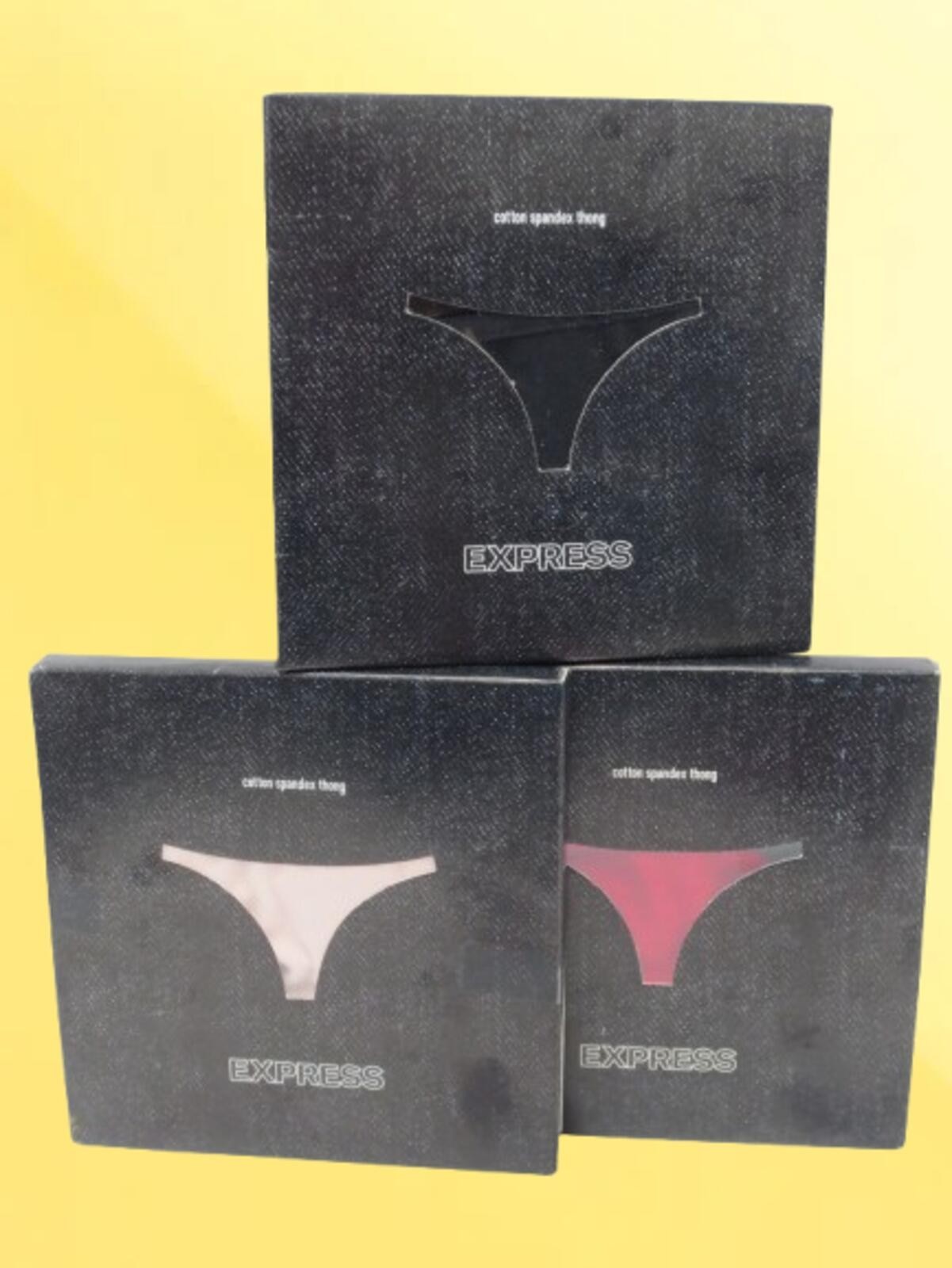 EXPRESS INTIMATES COTTON SPANDEX THONG PANTY BLACK, PINK & RED SIZE M 3PC SET