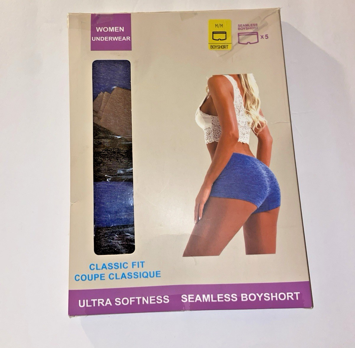 Boyshorts Size MM Seamless Ruxia Woman’s Briefs 5-Pack Classic Fit Multicolor