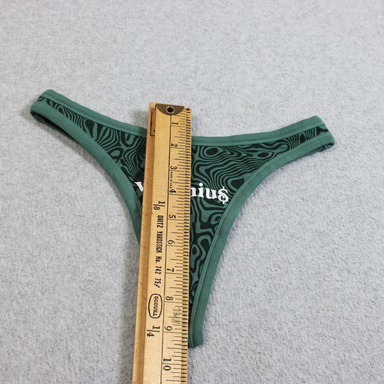 Discreture Panties Women Medium Green Vageniu$ Thong High Leg Organic Cotton