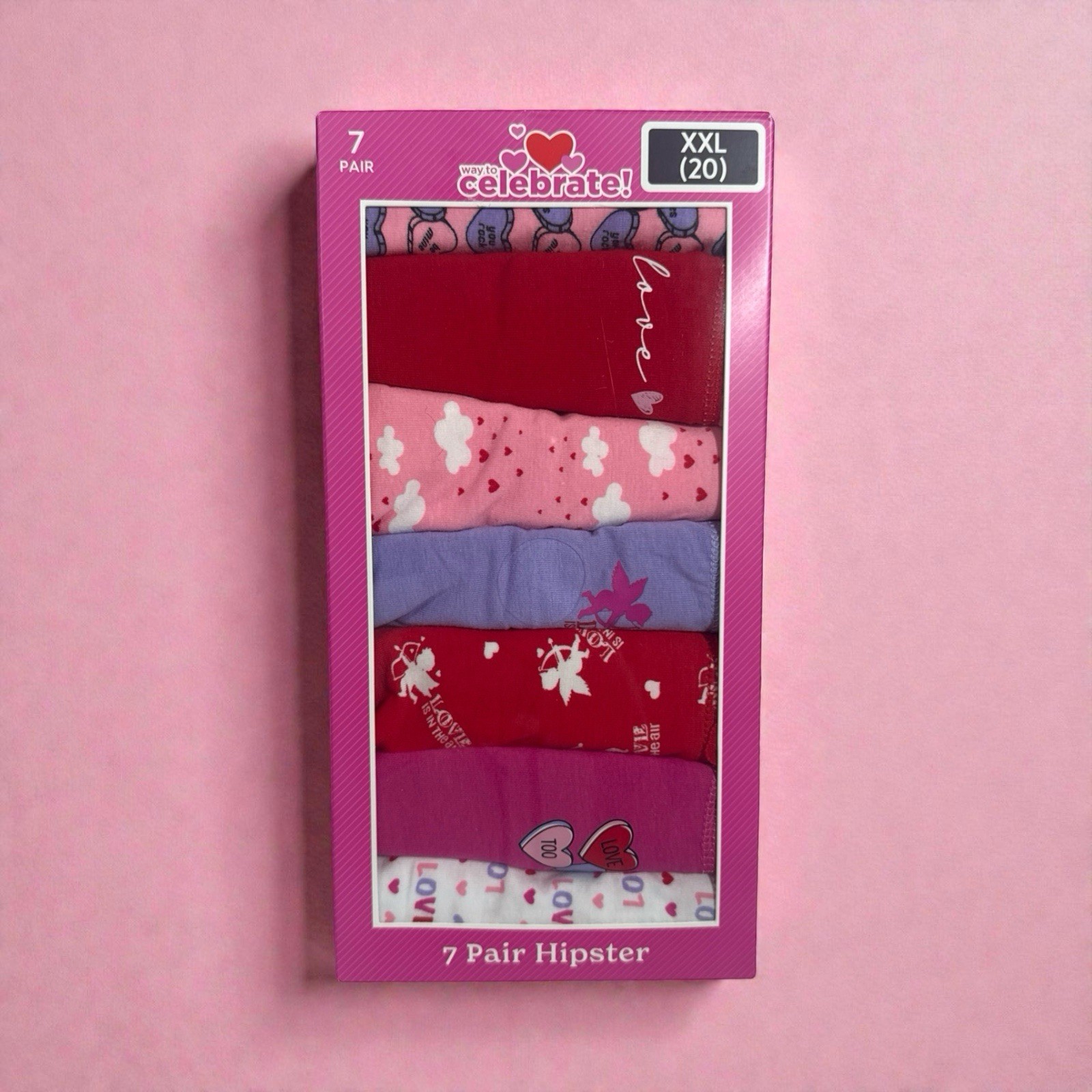 Way To Celebrate Women’s 7-Pair Cotton/Spandex Hipster Panties 2X-Large 20 NWT