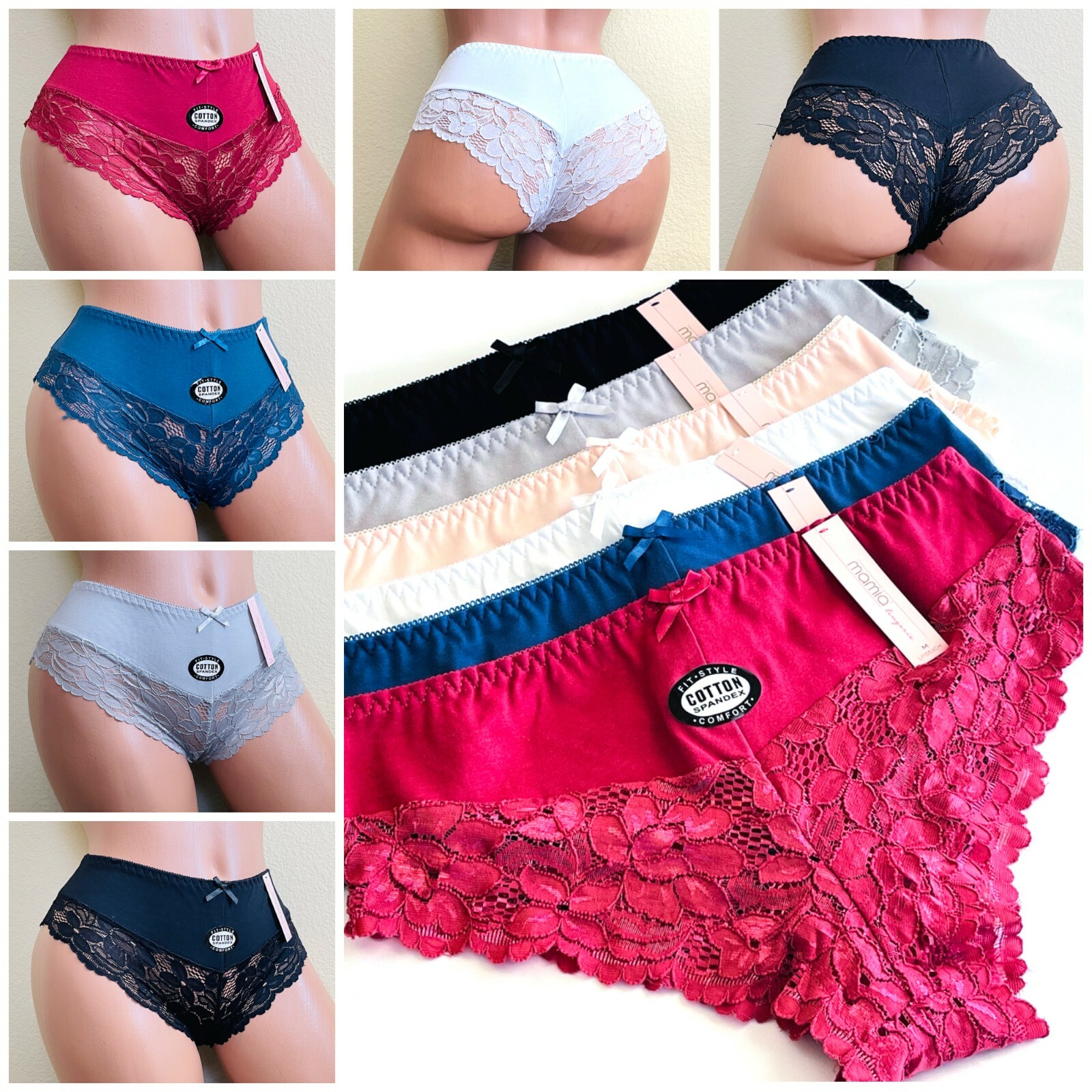 6-12 Bikini cheeky Hipster WOMEN’S Lace UNDERWEAR PANTY Panties Undies 1553 S-XL