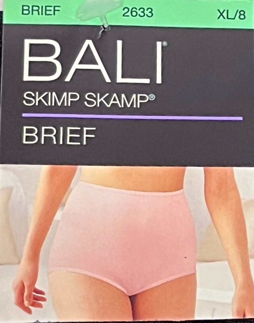 3 Bali Skimp Skamp Brief Panty XL Size 8 Full Coverage Nylon Panties NWT 2633