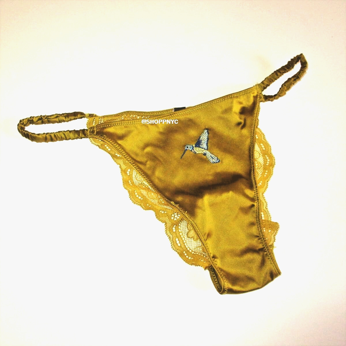 Victoria Secret Very Sexy Satin & Lace Brazilian Panty L Embroidered Gold Olive