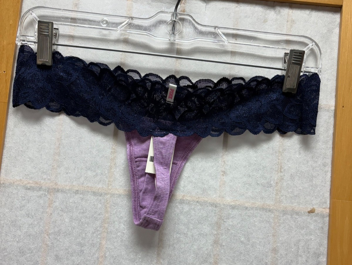 NWT – Victoria’s Secret Silver PINK Lace Waist Extra Low Rise Thong S/P