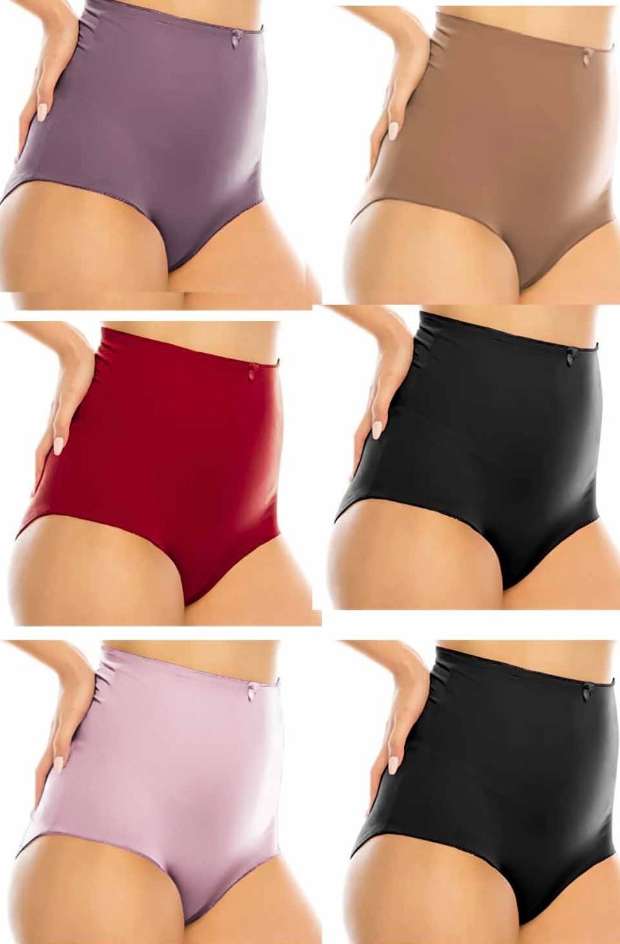 4/6 Briefs High Waisted Girdle Satin Panties Underwear Silky Smooth 69061 S-5XL