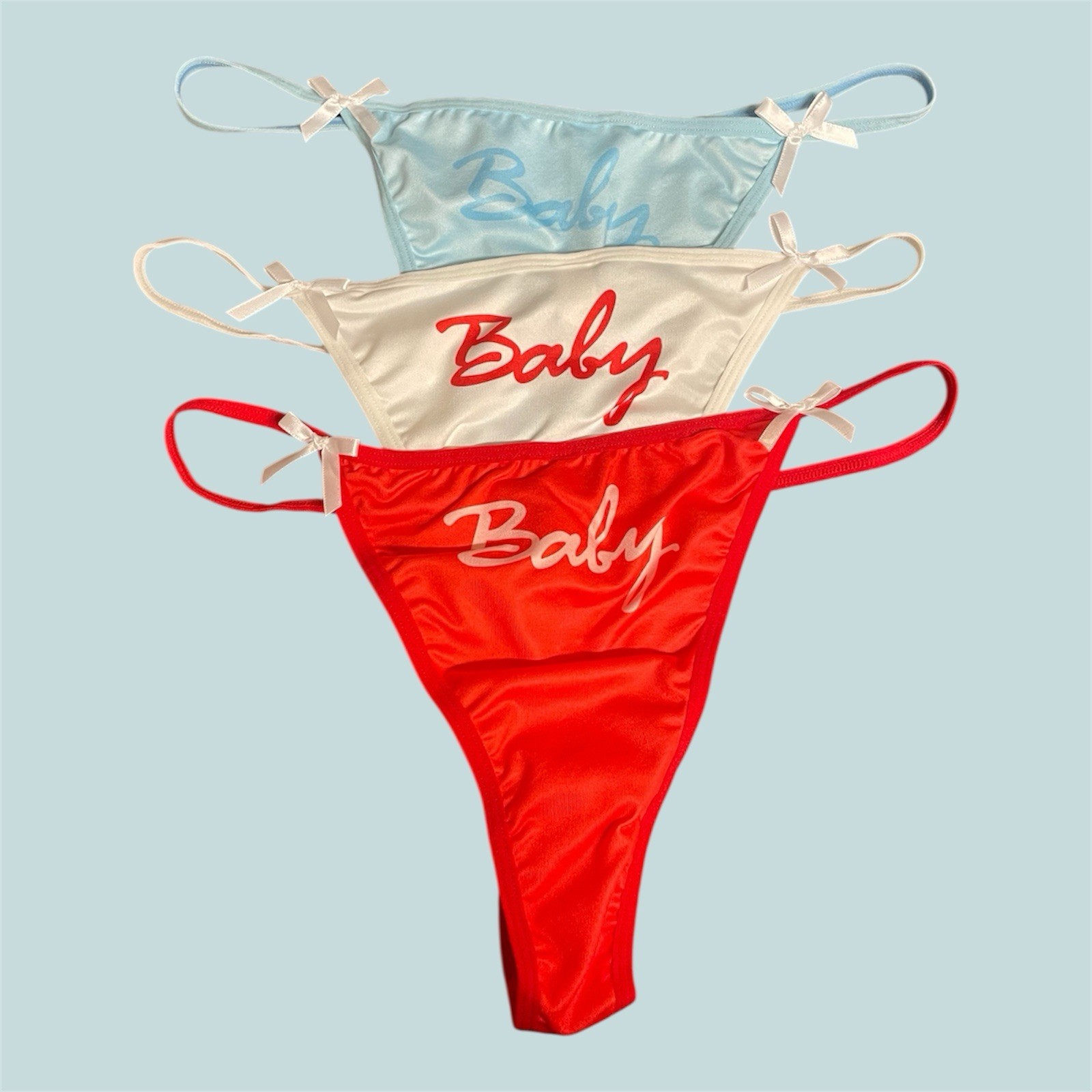 Lot of 3 Thong Baby Graphic Panties Festival Bohemian Gypsy Sissy Women’s Large