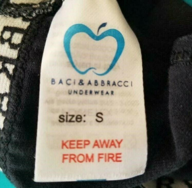 NEW BACI & ABBRACCI BLACK PANTY APPLE CRYSTAL DESIGN LOGO WAIST SMALL NEW