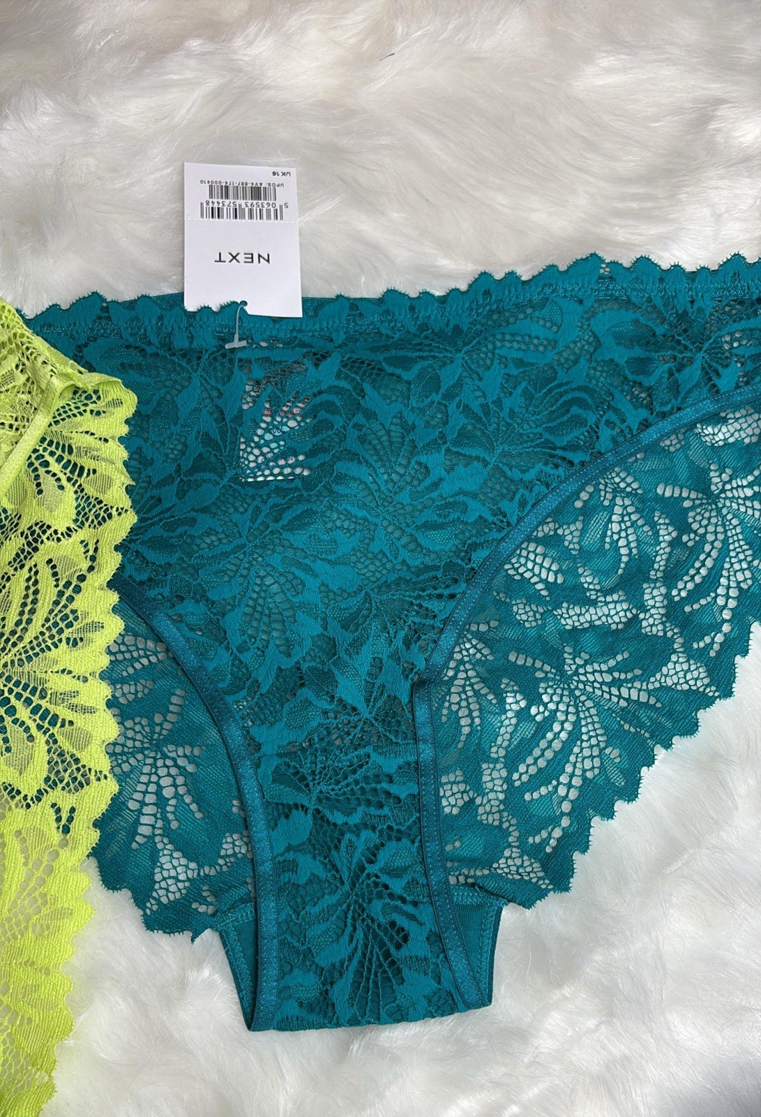 VALENTINE’S GIFT SET – NEXT HIGH-LACE KNICKERS – 2 PCS – UK16 – BLUE/GREEN